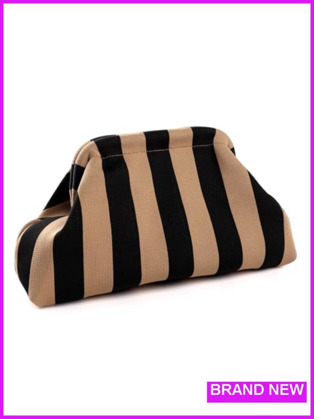 Woven Dumpling Clutch Kiss Lock Crochet Purse Colorblock Handbag